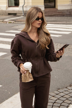 ZipMe Peplum Jacket - Mocca Brown