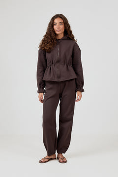 ZipMe Peplum Jacket - Mocca Brown