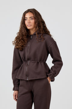 ZipMe Peplum Jacket - Mocca Brown