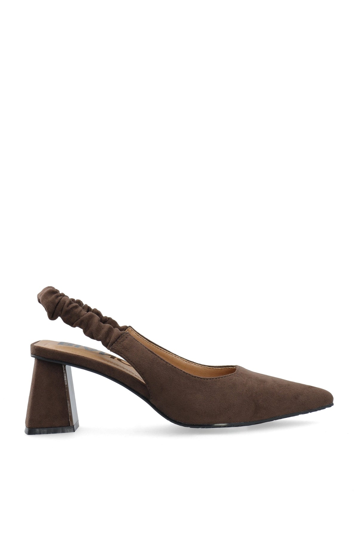Biamaralyn Scrunchie Slingback Faux Suede - Brown