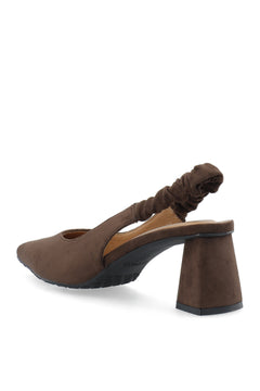Biamaralyn Scrunchie Slingback Faux Suede - Brown