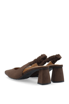Biamaralyn Scrunchie Slingback Faux Suede - Brown