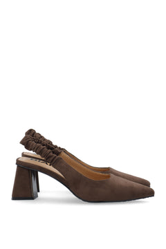 Biamaralyn Scrunchie Slingback Faux Suede - Brown