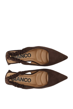 Biamaralyn Scrunchie Slingback Faux Suede - Brown
