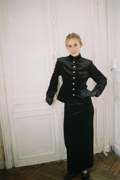 Lene Velvet Pencil Skirt - Black