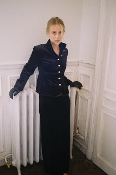 Lene Velvet Pencil Skirt - Black