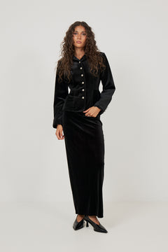 Lene Velvet Pencil Skirt - Black