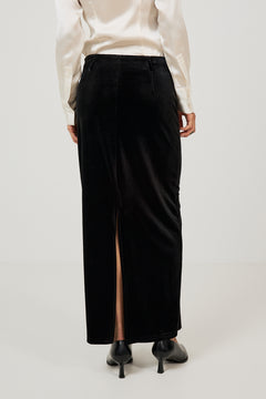 Lene Velvet Pencil Skirt - Black