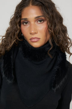 Ellie Wool Triangle Scarf - Black