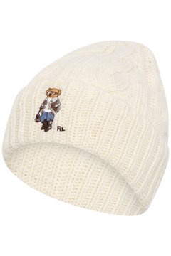 Polo Bear Knit Beanie - Cream