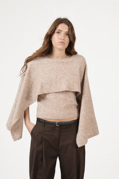 Danie Wool Cape Sweater - Beige
