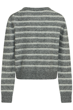 Mina Wool Stripe Cardigan - Grey