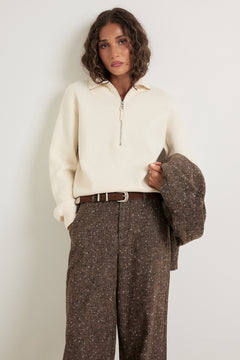 Ani Wool Half Zip Sweater - Off White