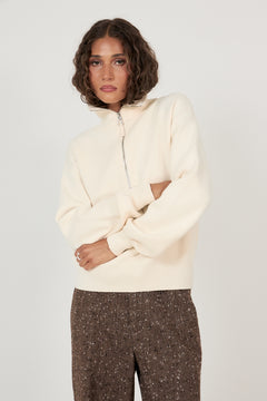 Ani Wool Half Zip Sweater - Off White