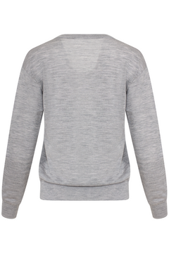 Cassandra Merino Wool V-Neck - Grey Melange