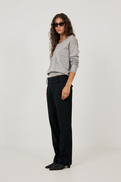 Cassandra Merino Wool V-Neck - Grey Melange