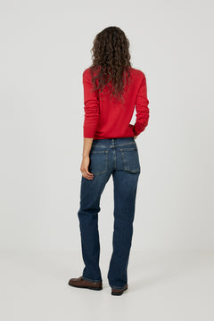 Cassandra Merino Wool V-Neck - Bright Red