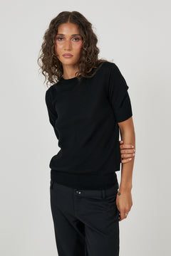 Eloise Merino Wool Tee - Black