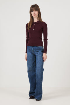 Panama Knit Blouse - Wine