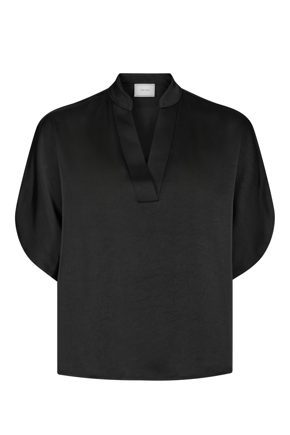 Anelle Heavy Sateen Blouse - Black