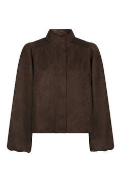 Tirsa Faux Suede Jacket - Dark Brown