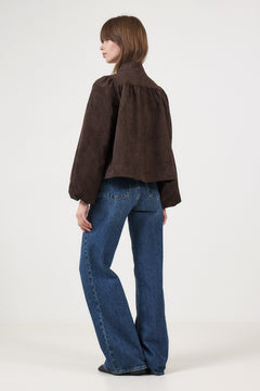 Tirsa Faux Suede Jacket - Dark Brown