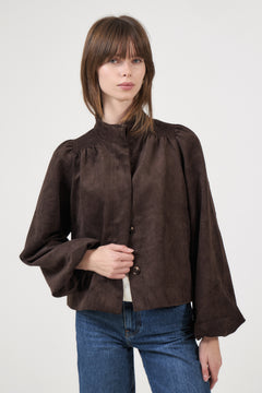 Tirsa Faux Suede Jacket - Dark Brown