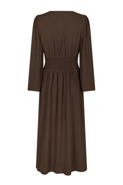 Annelie Solid Crepe Dress - Dark Brown