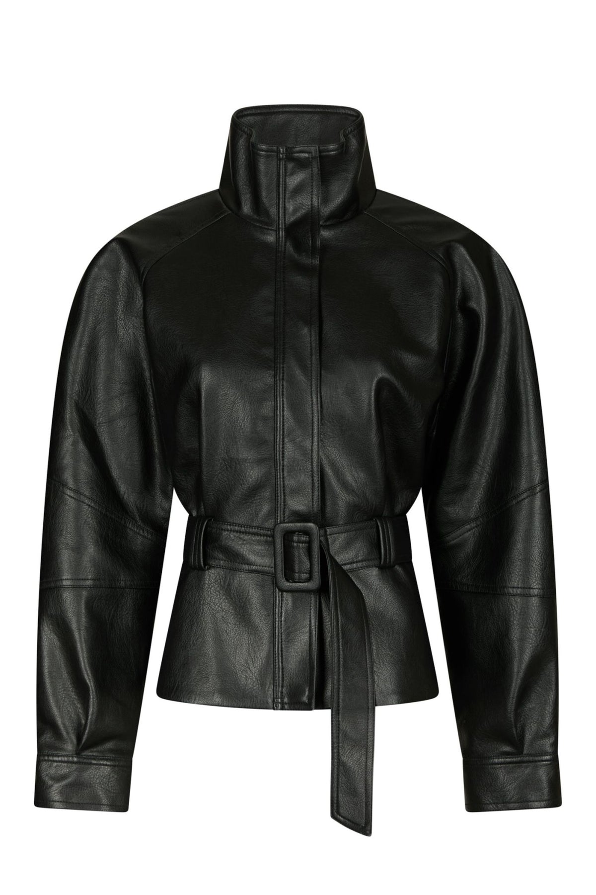Jaclyn Faux Leather Jacket - Black