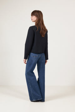 Tiria Slim Pinstripe Blazer - Dark Navy