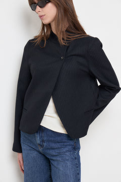 Tiria Slim Pinstripe Blazer - Dark Navy