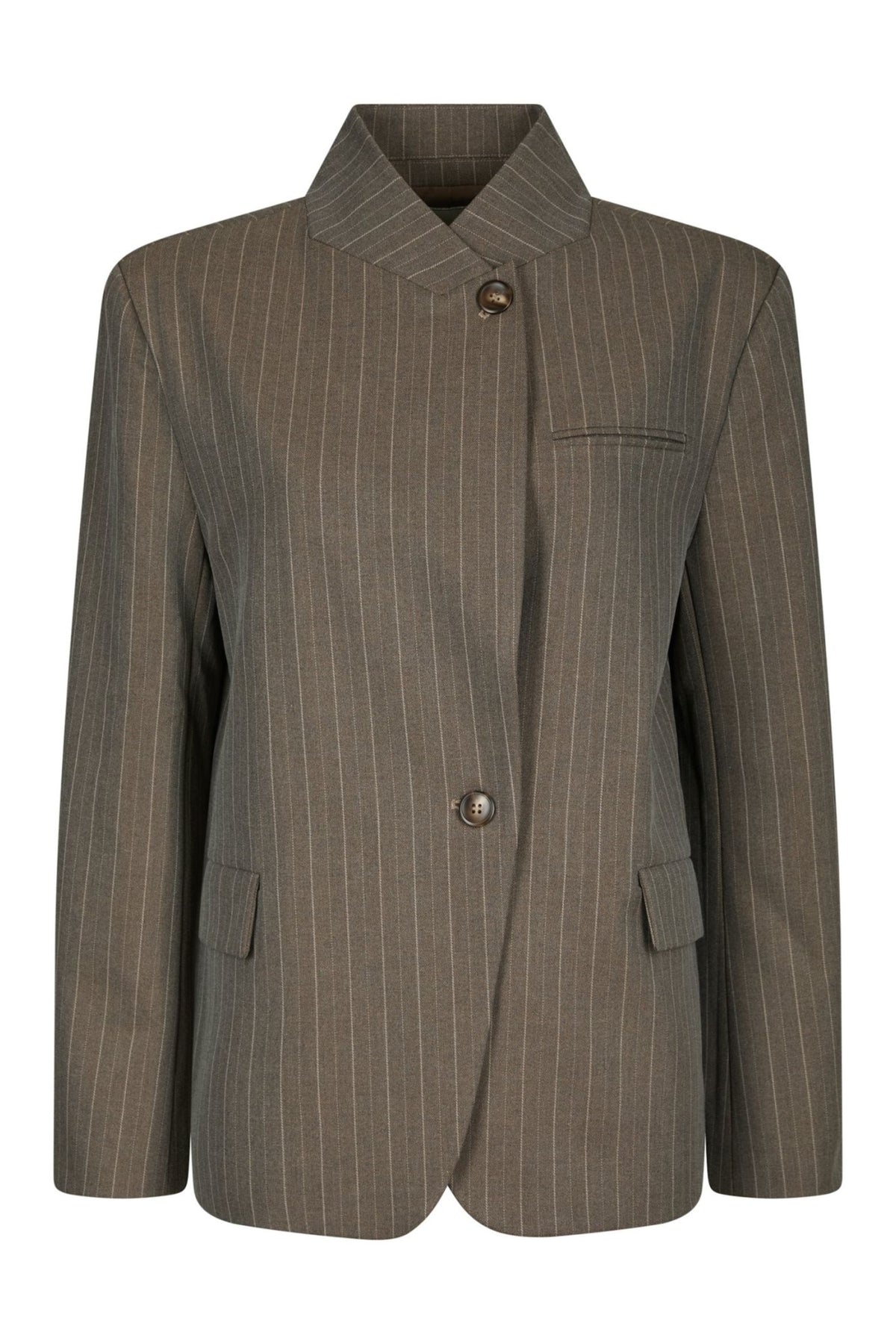 Nerine Pinstripe Blazer - Dark Taupe