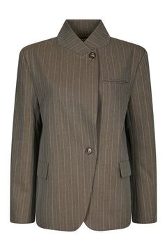 Nerine Pinstripe Blazer - Dark Taupe