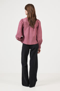 Astrida Soft Stripe Stone Blouse - Dark Rose