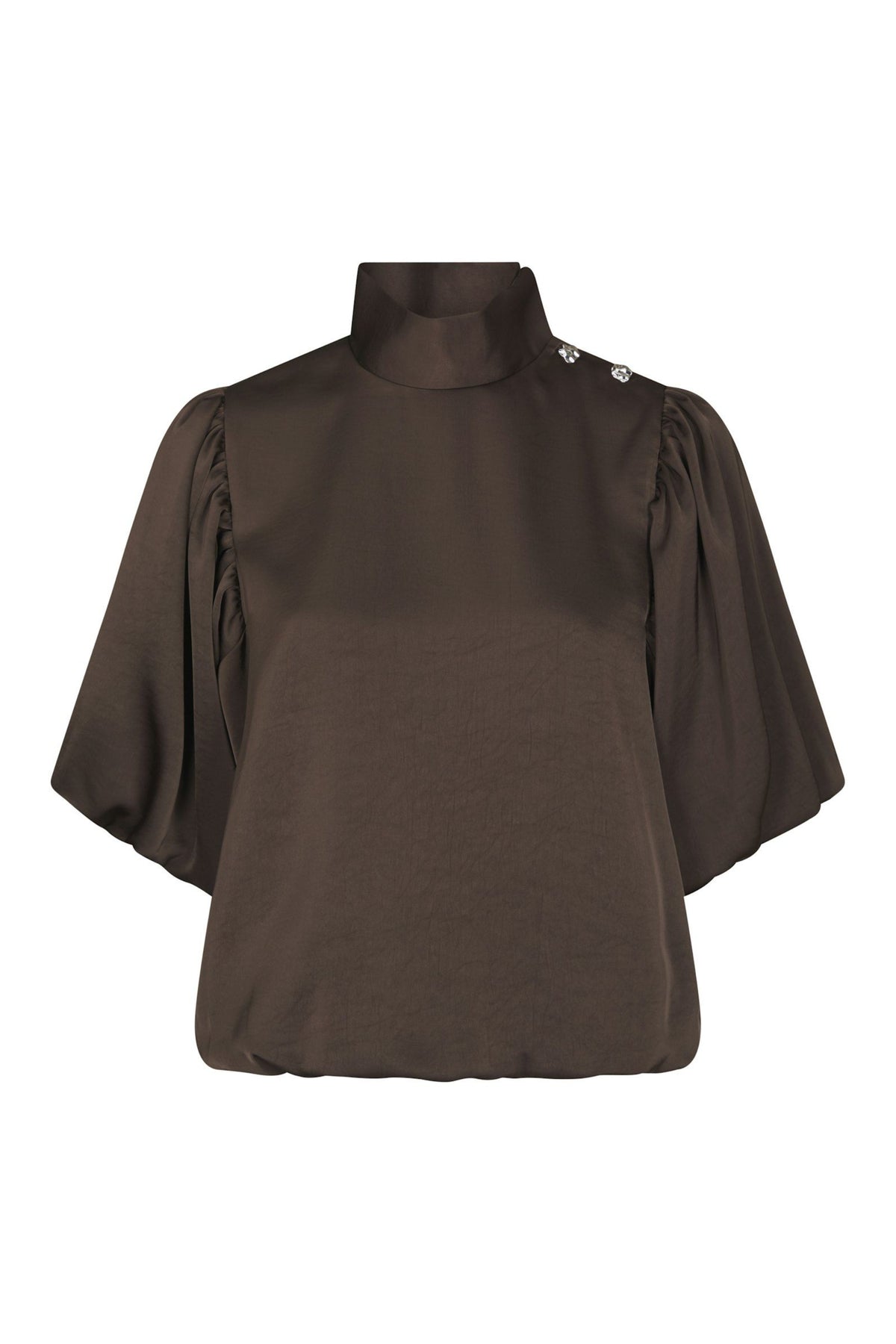Parisa Heavy Sateen Blouse - Dark Brown