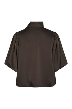 Parisa Heavy Sateen Blouse - Dark Brown