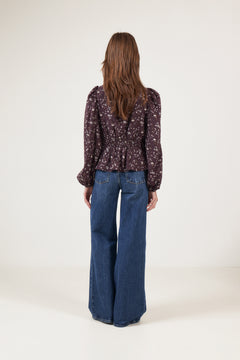 Delphine Flowerbunch Blouse - Chocolate Plum
