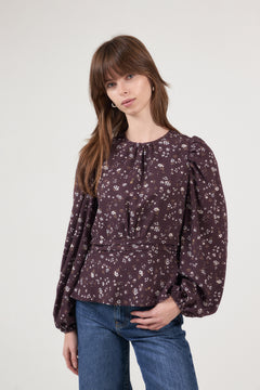 Delphine Flowerbunch Blouse - Chocolate Plum