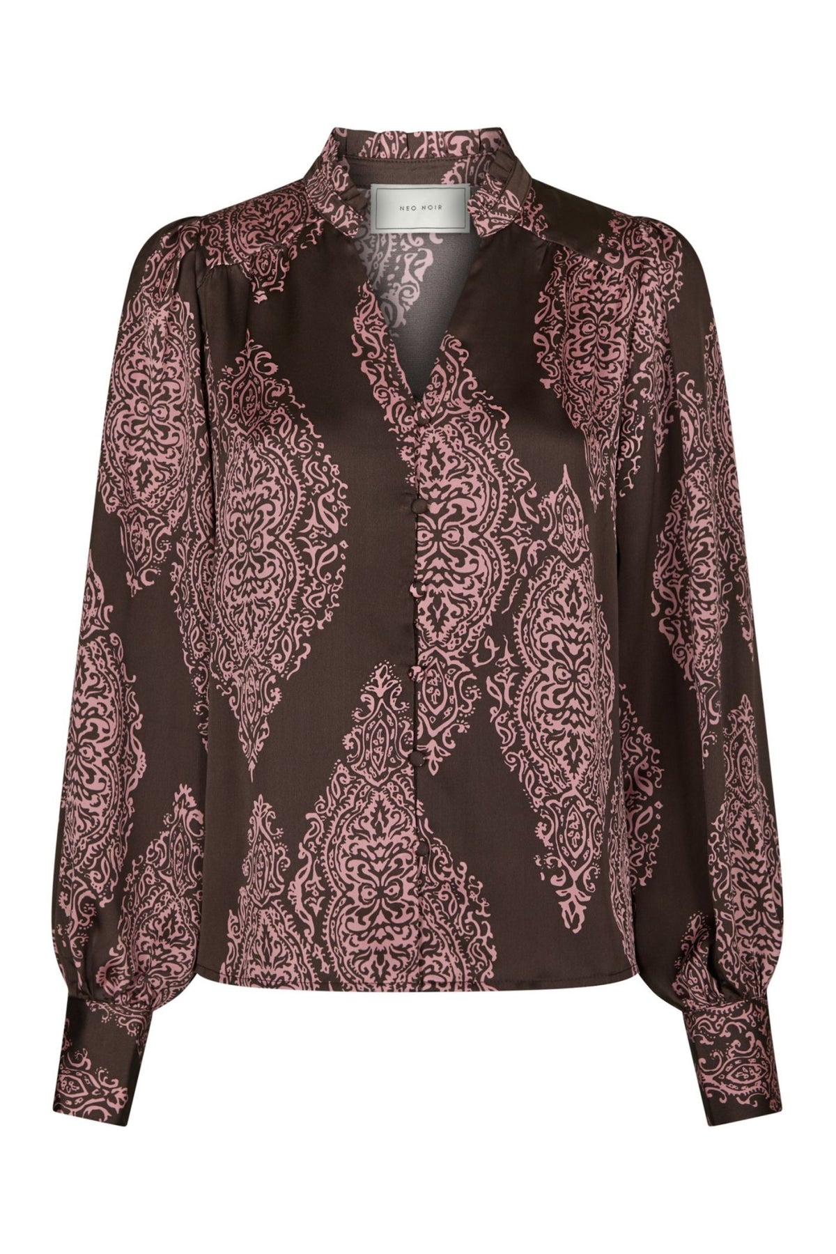 Massima Paisley Drop Blouse - Dark Brown/Evening Rose