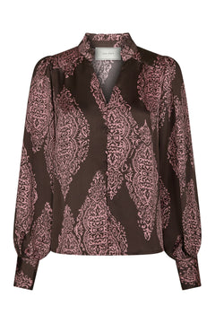 Massima Paisley Drop Blouse - Dark Brown/Evening Rose