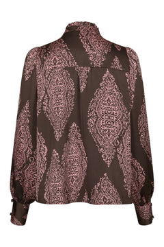 Massima Paisley Drop Blouse - Dark Brown/Evening Rose