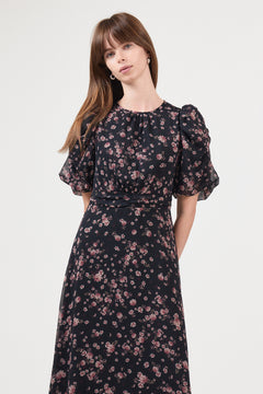 Kikka Mini Flower Dress - Black