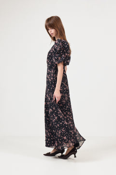 Kikka Mini Flower Dress - Black