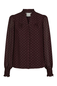 Astrida Dotted Blouse - Burgundy