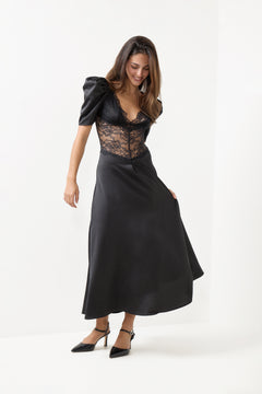 Francis Lace Midi Dress - Black