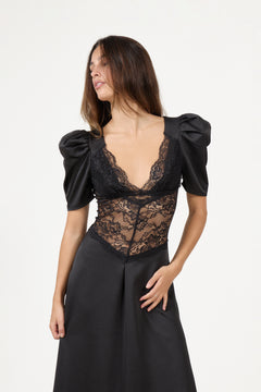 Francis Lace Midi Dress - Black