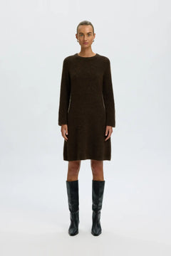 Lulu Brushed O-Neck Ls Dress - Delicioso Melange