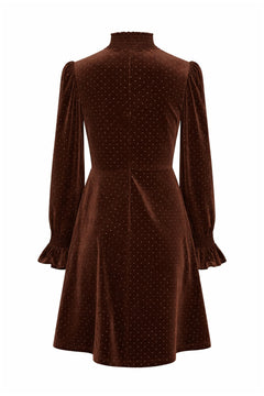 Yasriva Ls High Neck Velvet Dress - Carafe