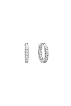 Stone Huggie Hoops - Silver