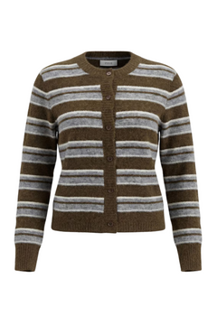 Enada Ls Cardigan St 7454 - Olive Stripe